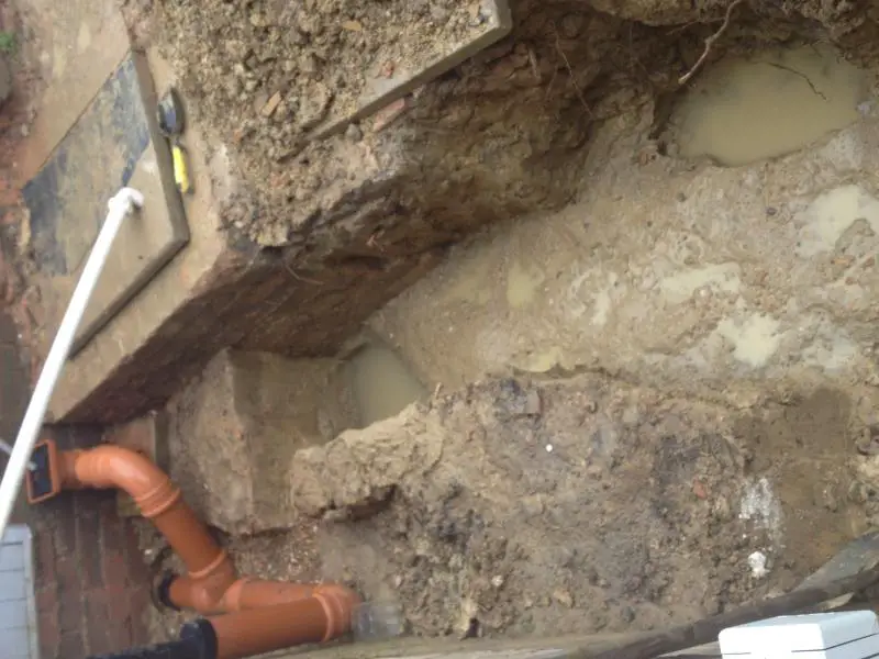 Clay pipe entering side manhole