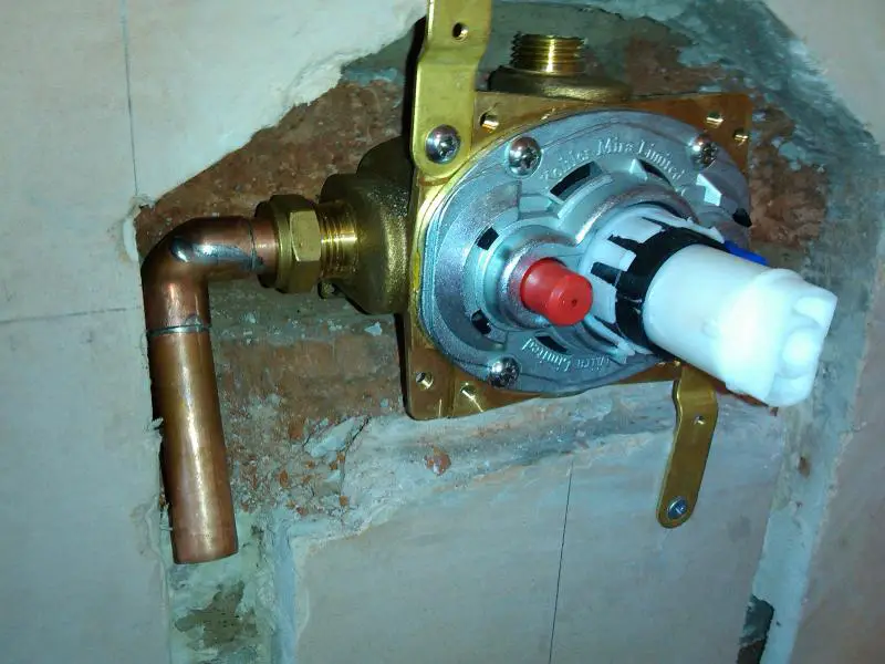shower valve in hole