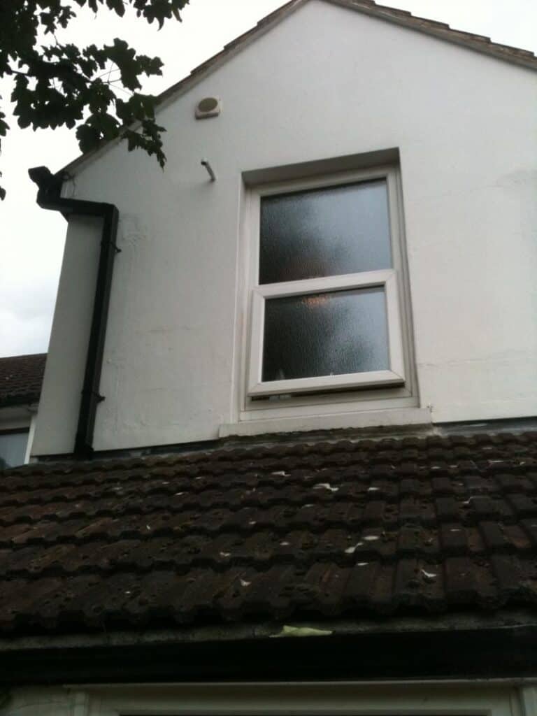 House exterior showing vent position on rear wall