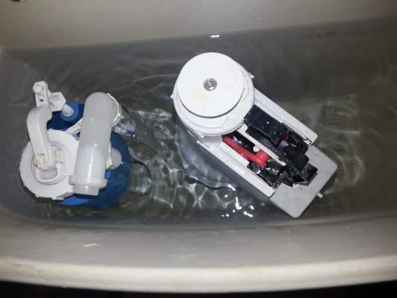 Close-up of Ideal Standard cistern fill valve and float mechanism