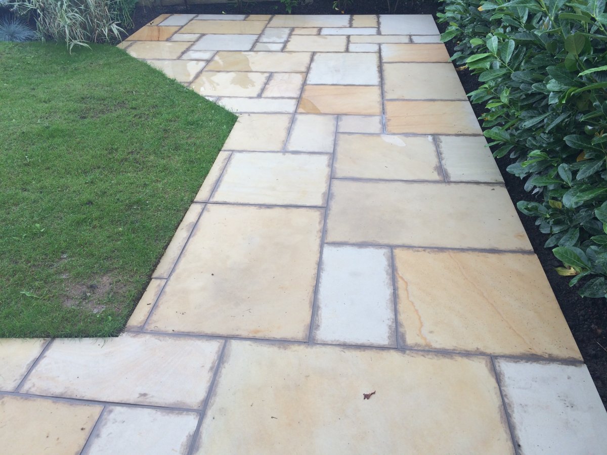 Sawn Indian Sandstone Cement Stains, How To Get Cement Stains Off Patio Slabs