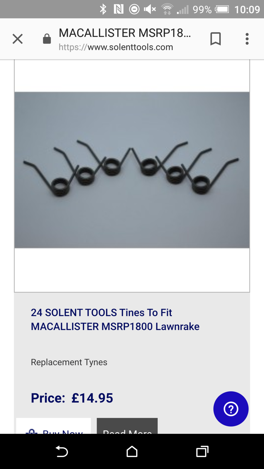 Spartacus 60 X Lawn Raker Tines Tynes For Mountfield Re300