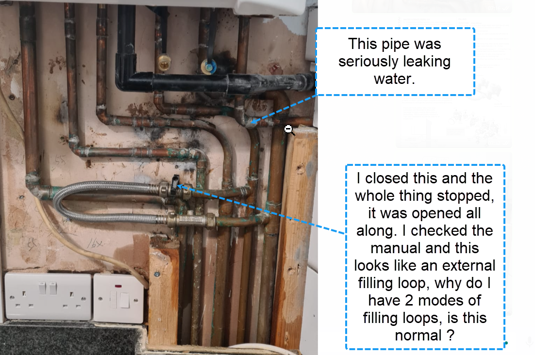 A lot of water coming from the overflow pipe and the boiler vibrating a