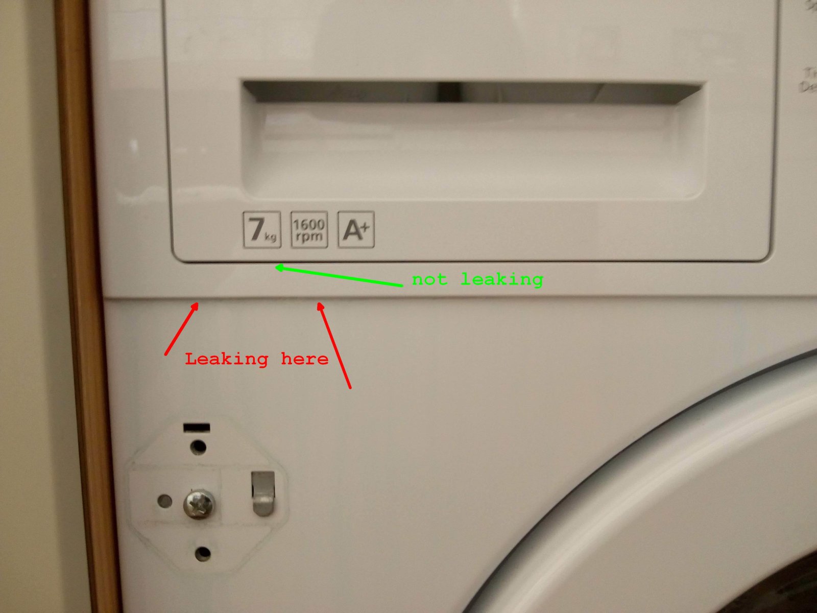 Washing Machine leaking at front Previously Washing Machine not