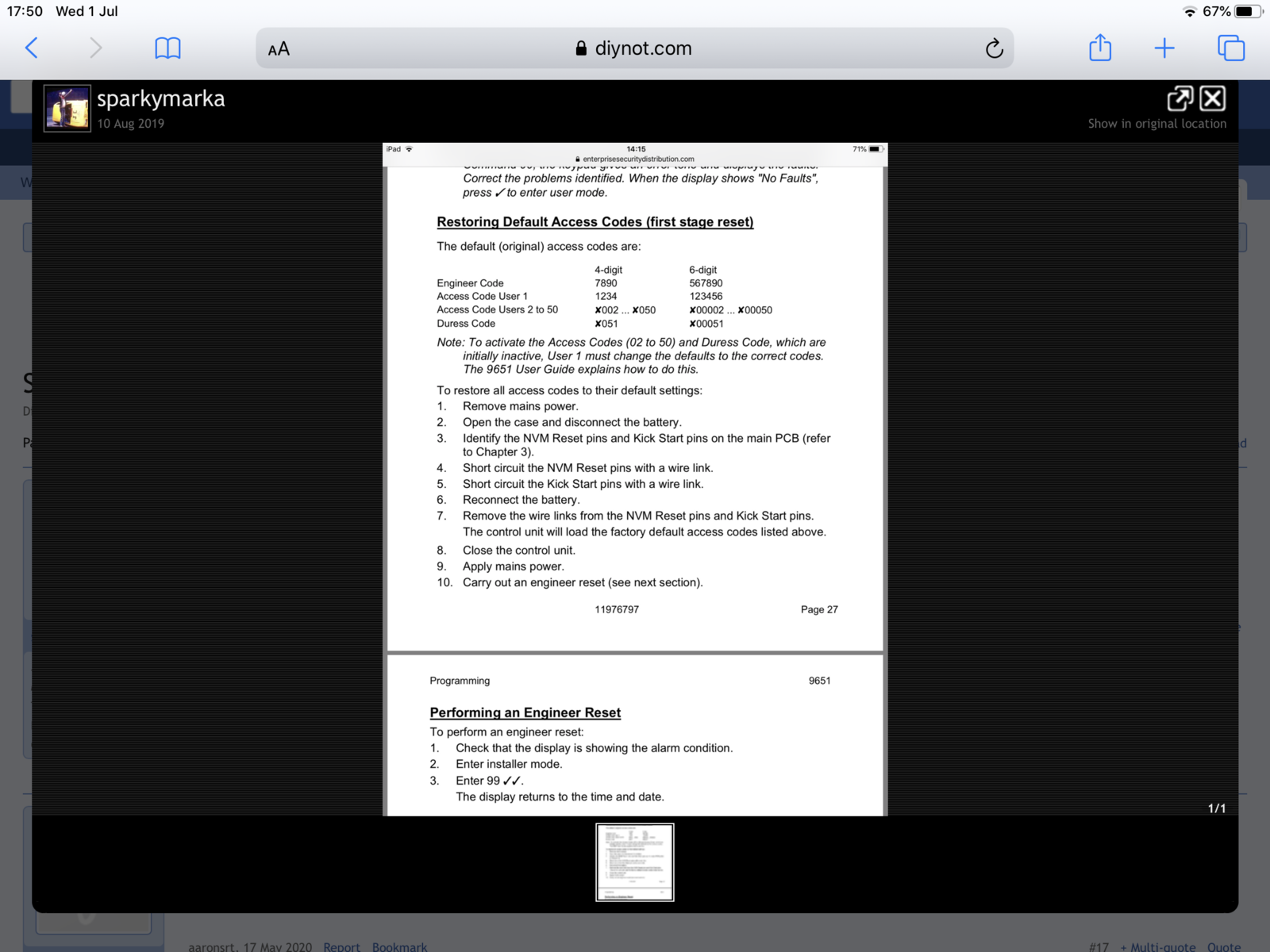 Scantronic 9651 battery / reset issues DIYnot Forums