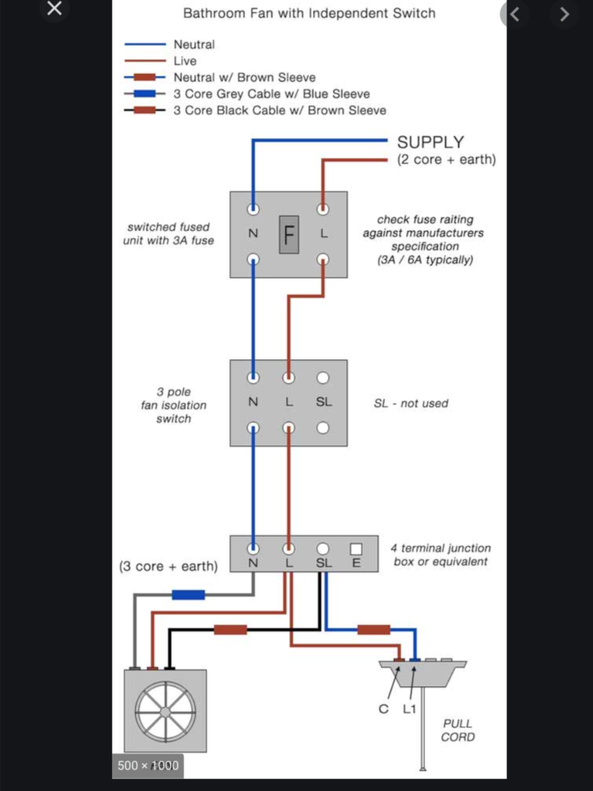3 Amp Fused Switch And Fan Isolator, 3 Pole Isolator Switch Wiring Diagram