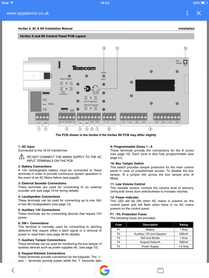 Veritas Alarm in tamper mode help! DIYnot Forums