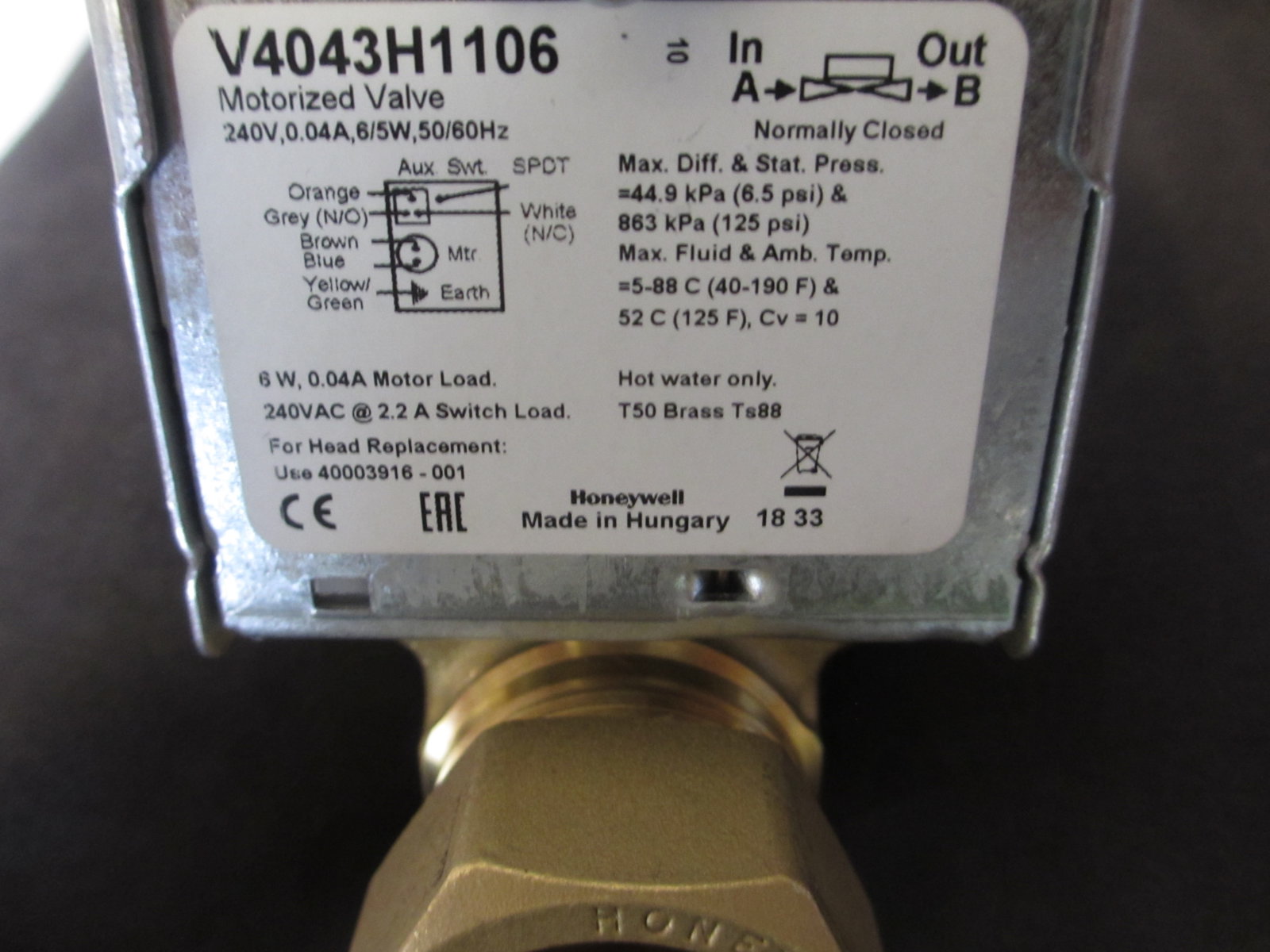 Honeywell motorised valve V4043H1106 DIYnot Forums