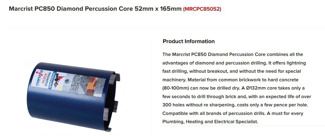 Marcrist PC850 Diamond Percussion Core 52mm x 165mm.JPG