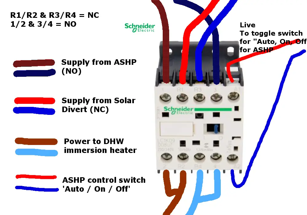 New 4 pole contactor wiring for solar diverter.png