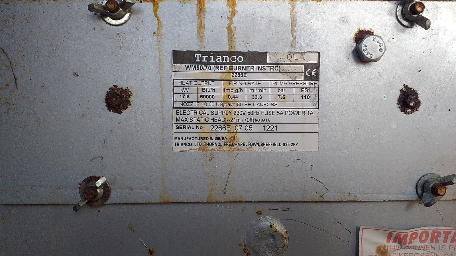Trianco oil burner not firing up on reset. What can I try? DIYnot Forums