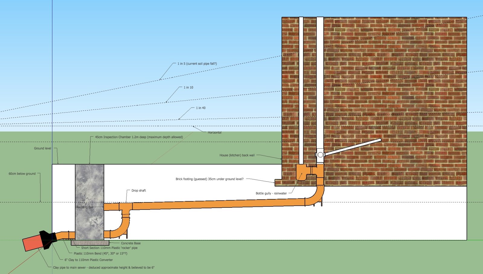 Side view of bottle gully connecting to soil pipe rest bend.jpg