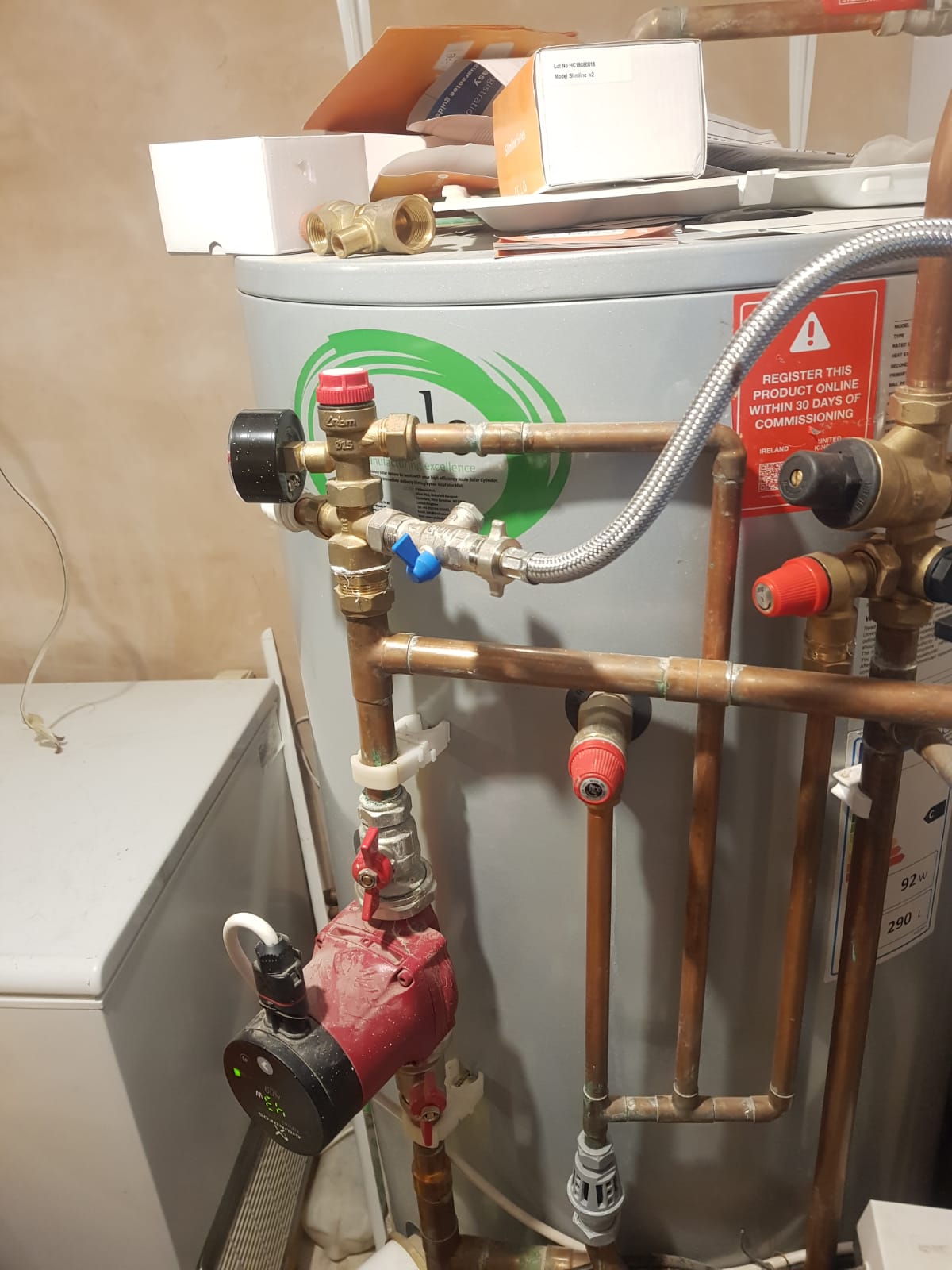 Tundish leaking water, underfloor heating leaking and unexpected gas