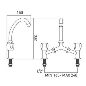 Sink Twin Deck Mixer Tap