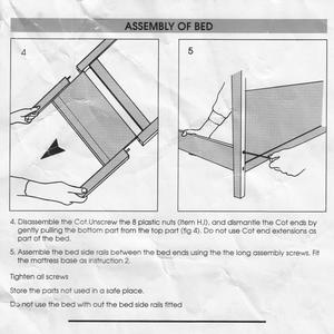 Cot bed with missing parts