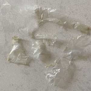 PVC debris in hot water