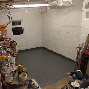 Half the floor painted