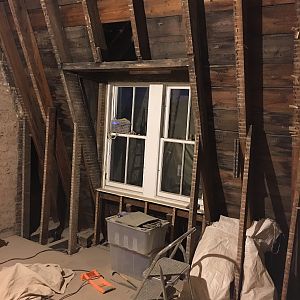 Coom ceiling after lathe-and-plaster removal