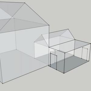 existing kitchen extension and attached garage