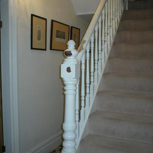 Staircase before paint stripping