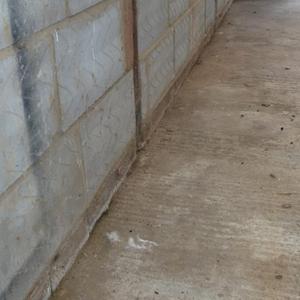 Long wall showing floor line