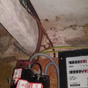 Copper conduit carrying tails to upstairs meter