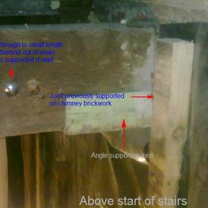 Original joist supported with angle