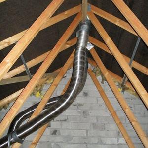 Two flues in attic above flats