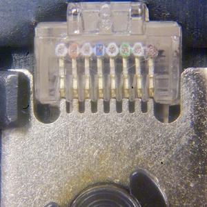 Crimp tool on LAN plug