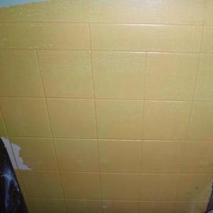 fake tile etched in wall