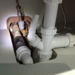 kitchen sink pipes, showing waste pipe