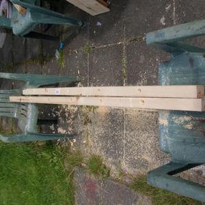 Wood for ladder drilled.