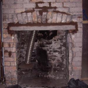 the fireplace during