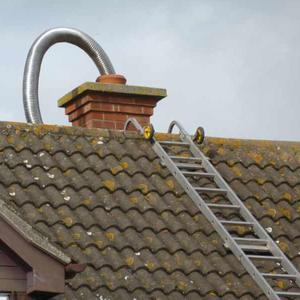 Flue liner going in.