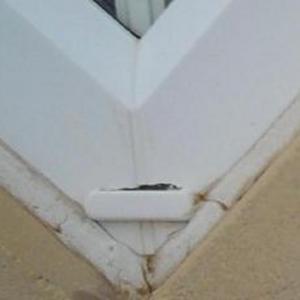 Window frame with hole