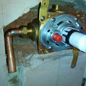 shower valve in hole