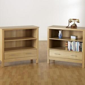 Natural Oak Veneer 1 Drawer Low Bookcase