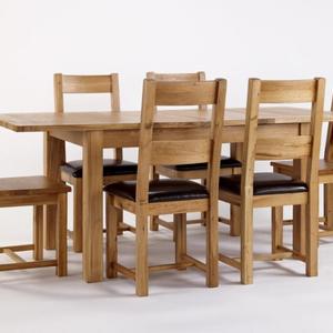 Westbury Reclaimed Oak 6 Leather Seat Extending Di