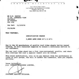 Letter from Compton Gages