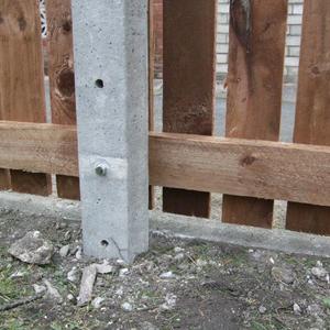 Base of post and current fencing.