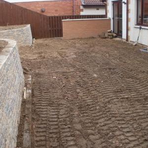 Raised area ready to lay patio