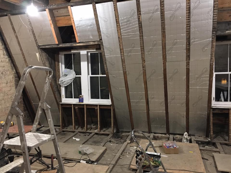 100mm PIR board between joists