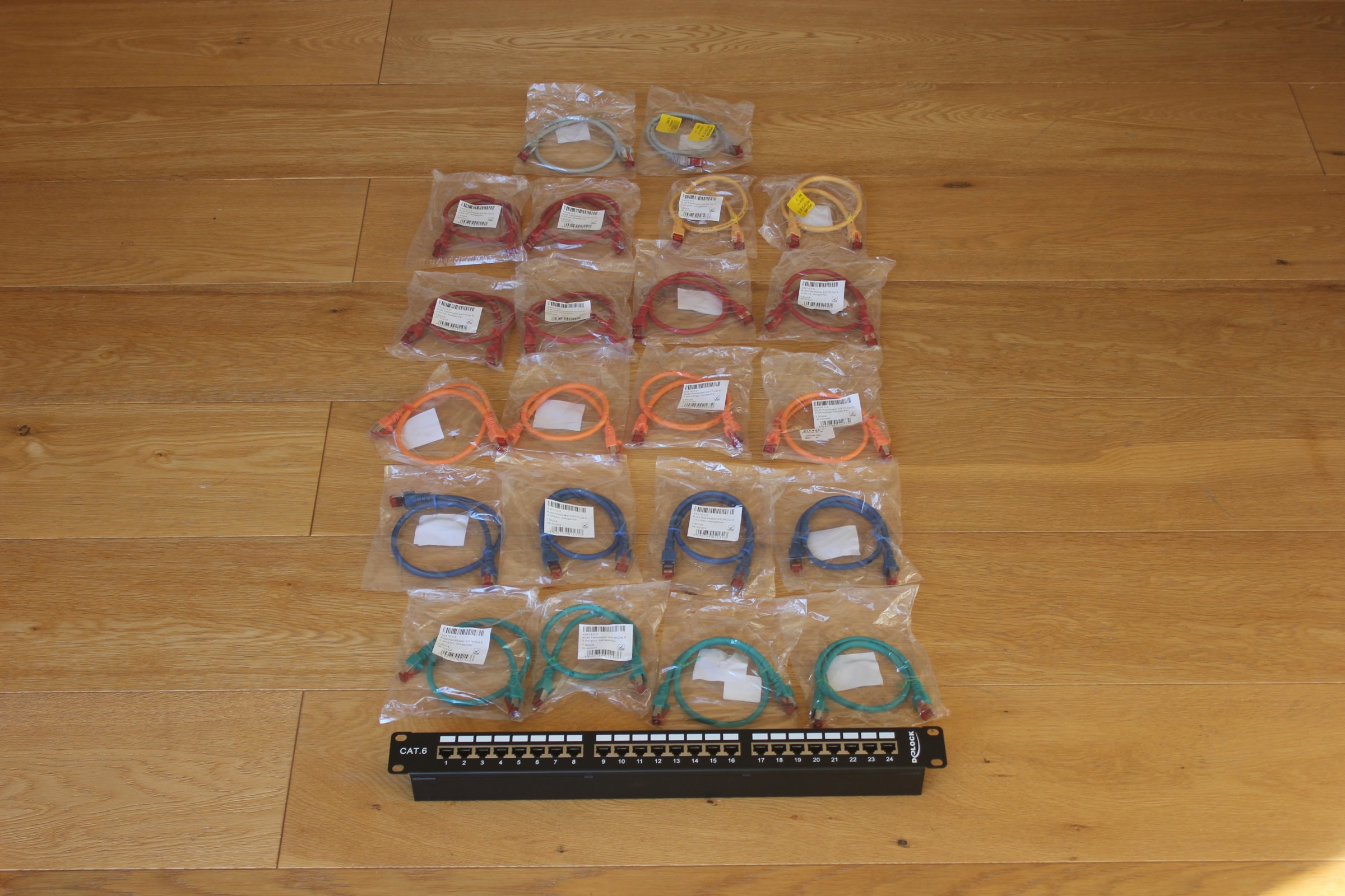 24 Port CAT 6 Patch Panel and 22 x 0.5m CAT6 Patch cables