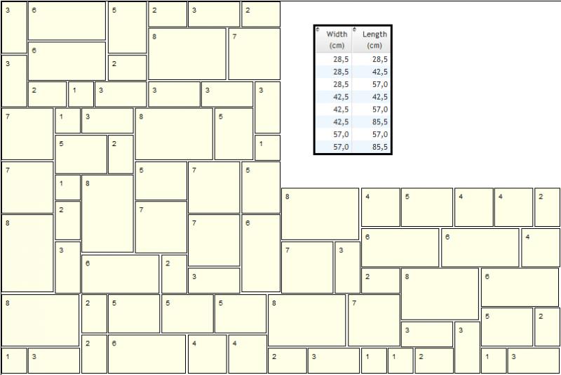 8 sizes paving pattern
