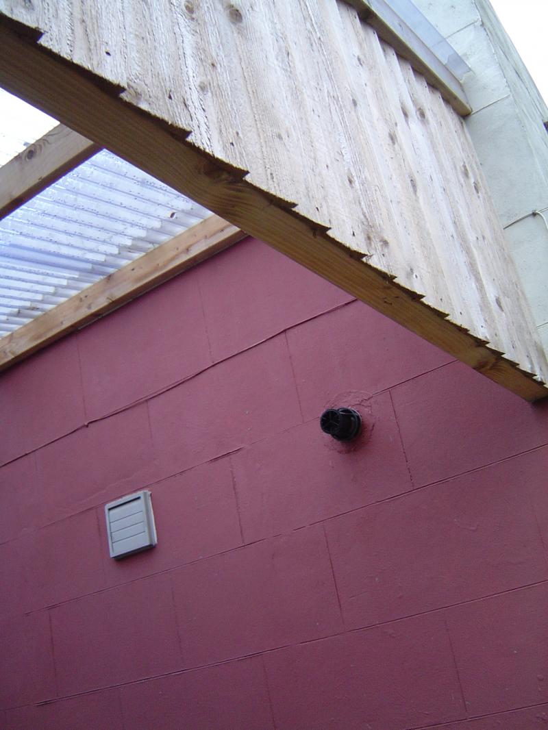 Boiler Flue Exit in Carport