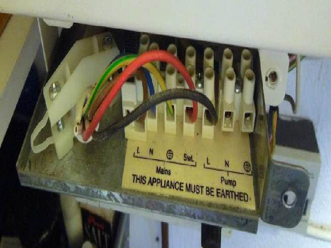 Boiler wiring (with one white lead visible)