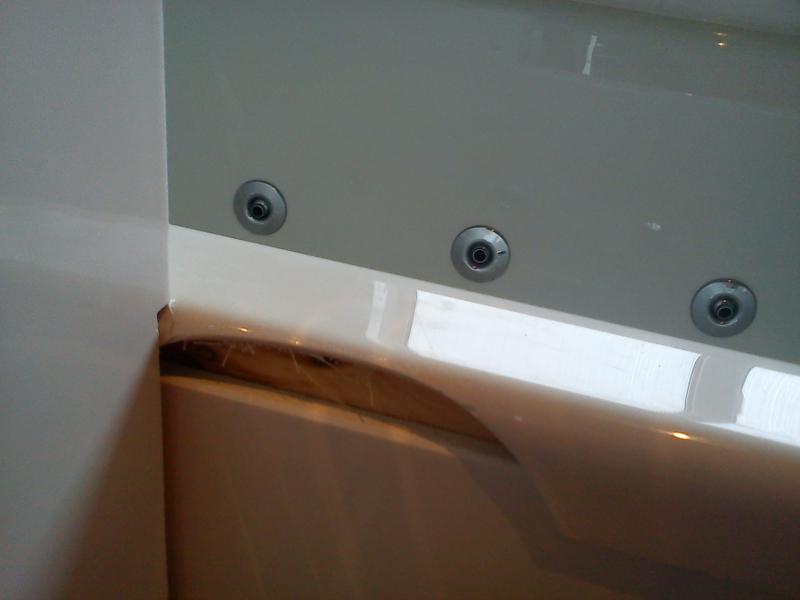 Broken edge of plastic bath