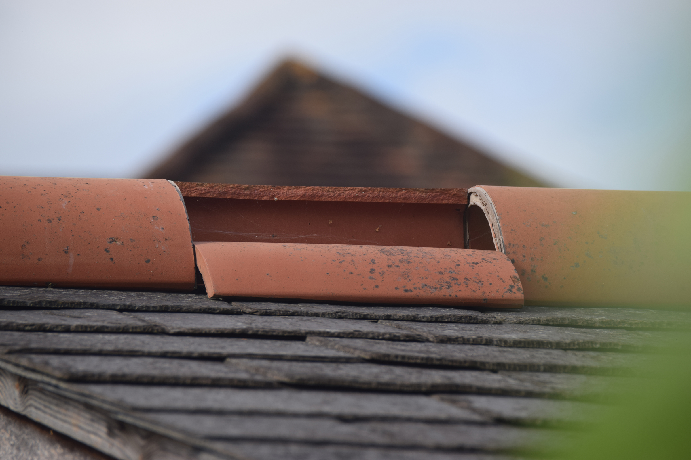 Broken roof tile