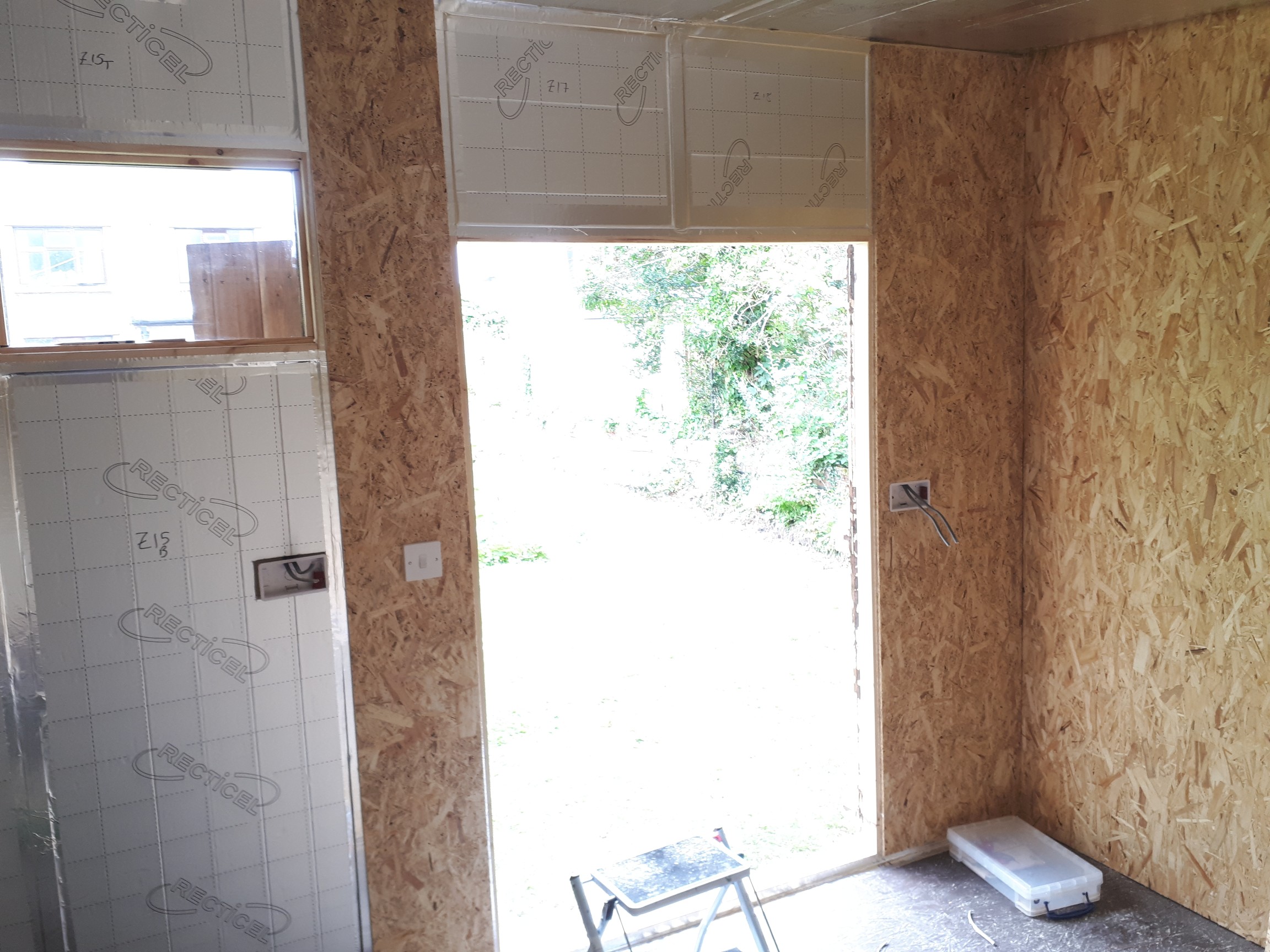 cladding the storage area in OSB