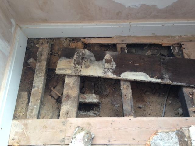 Close up of floorboards we've removed